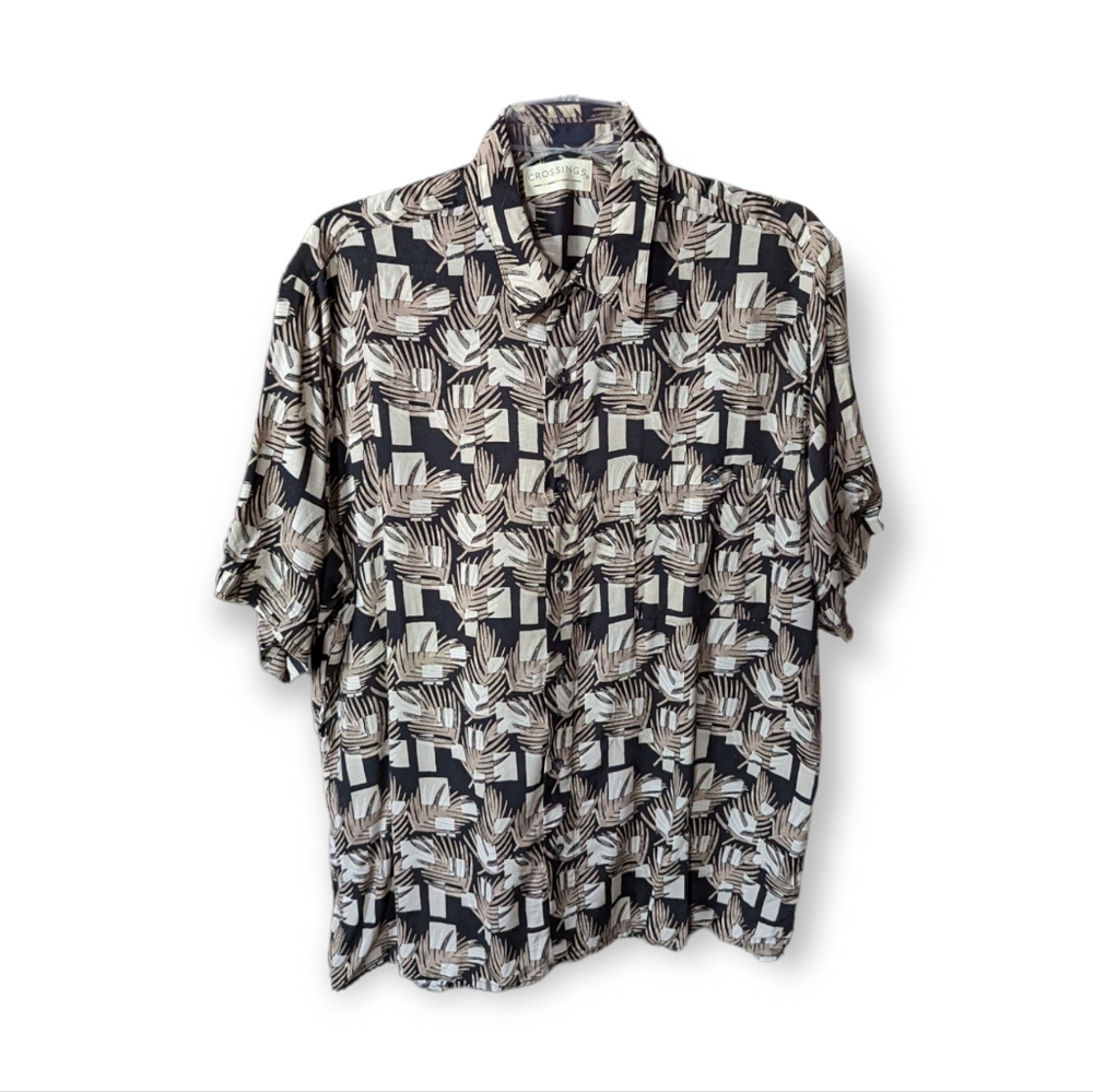 Crossings Button Down Short Sleeve Tropical Shirt Size Large